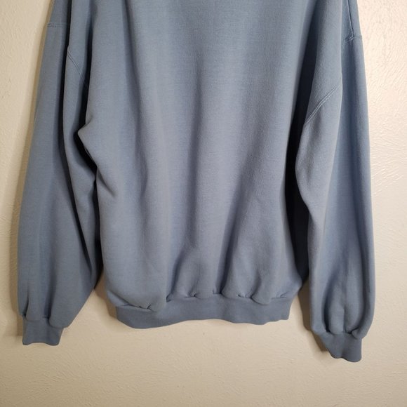 Vintage Sparkly Cat Graphic Sweater Baby Blue White Trim Pull Over Sweatshirt XL - Picture 9 of 12